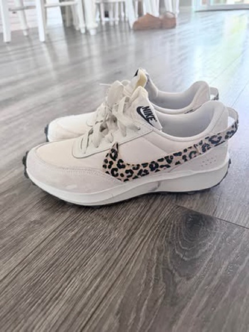Nike Women’s White Sneakers with Leopard Swoosh Accent - Picture 4 of 4